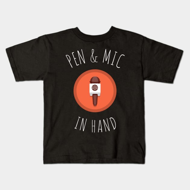 pen and mic in hand Kids T-Shirt by juinwonderland 41